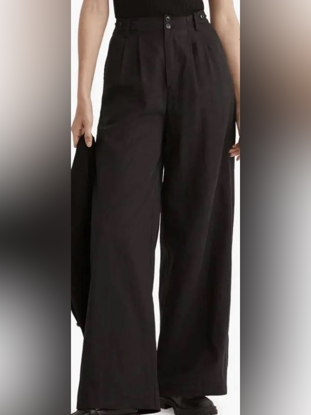 Madewell Harlow High-Rise Wide-Leg Black Pants